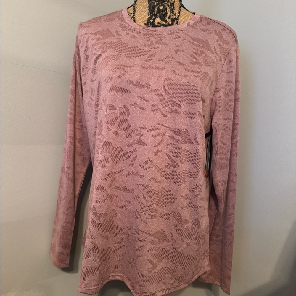 Ridge cut wicking pink camo long sleeve shirt